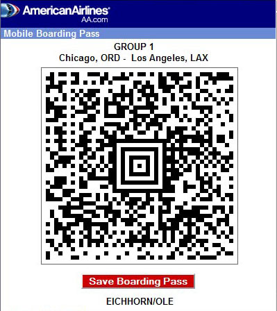 AA electronic boarding pass