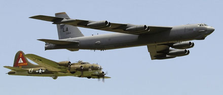 B-17 and B-52 flying in formation... keepers of the peace